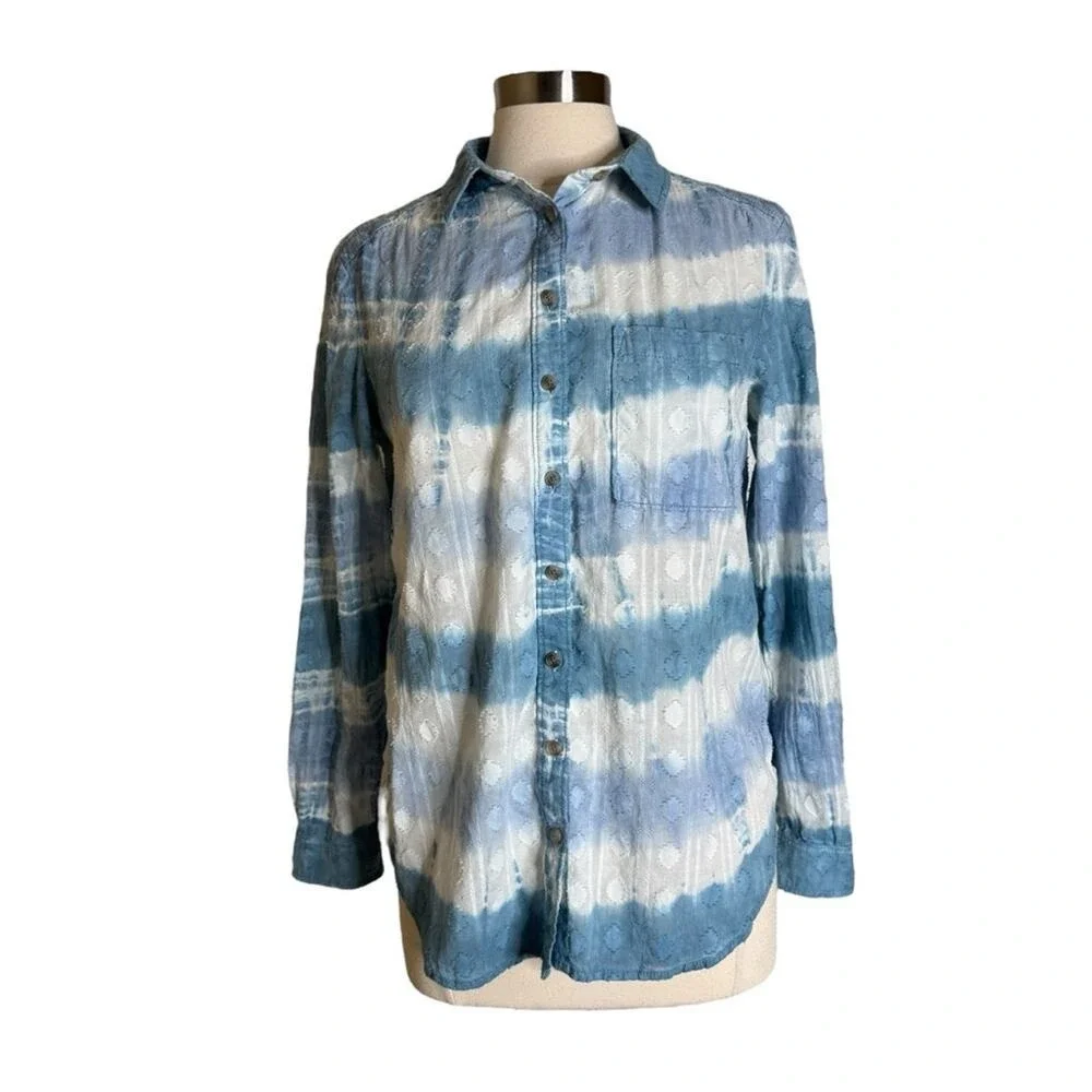 Anthropologie Pilcro‎ Janesse Tie Dye Top Button Down Long Sleeve Women's Small